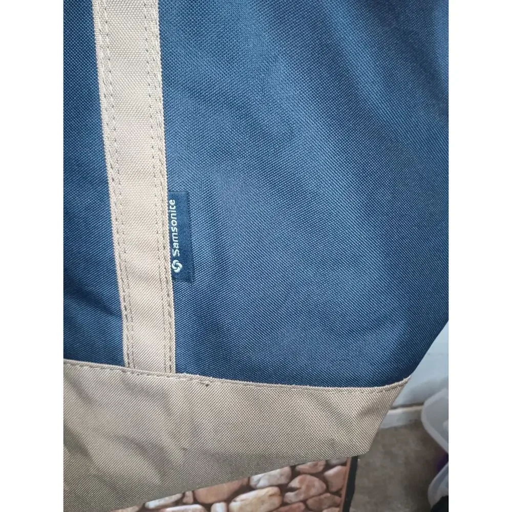 Samsonite Canvas Yacht Travel Tote Bag Weekender Foldable Beige Navy Large 24